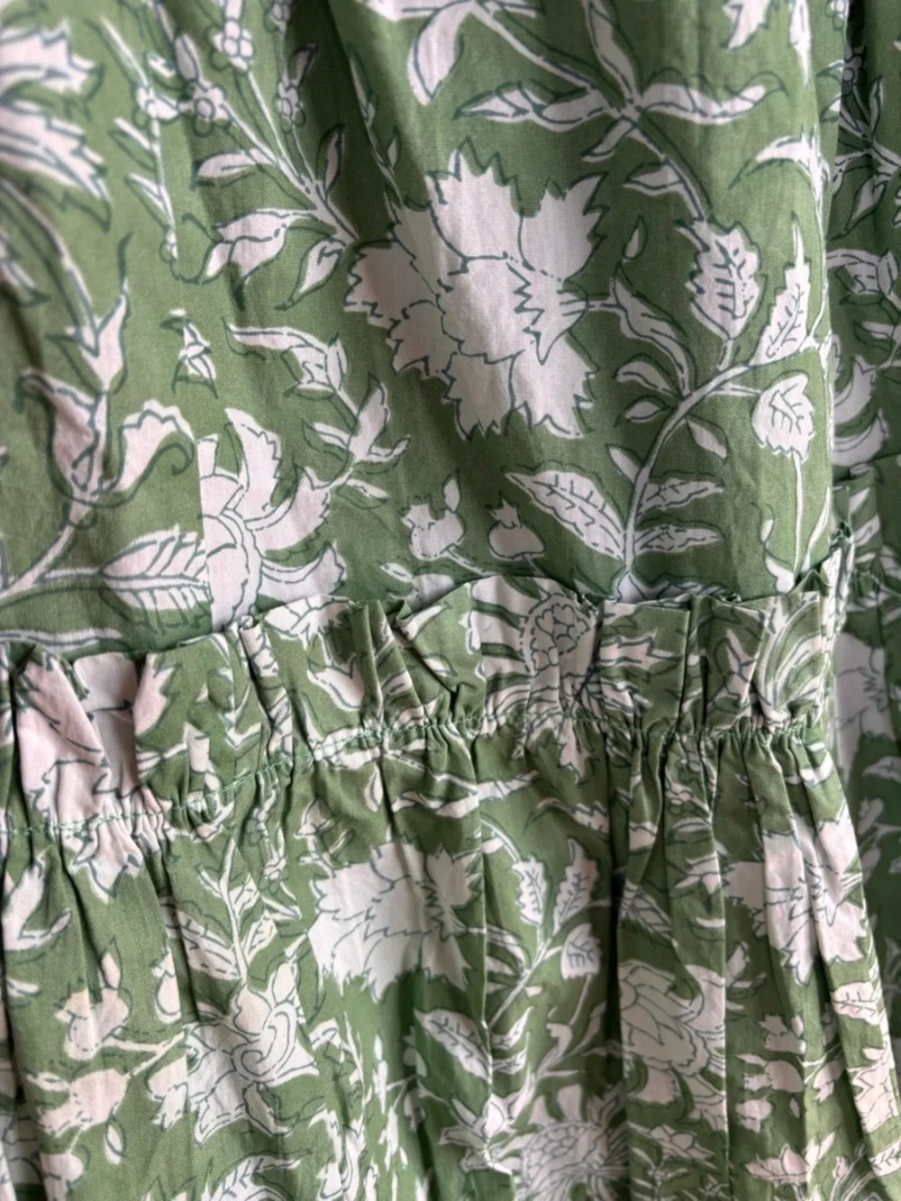 EDDY Olivia Midi Dress Green Ivory Floral Puff Sleeve Bow Back NWT Size S - Picture 11 of 15